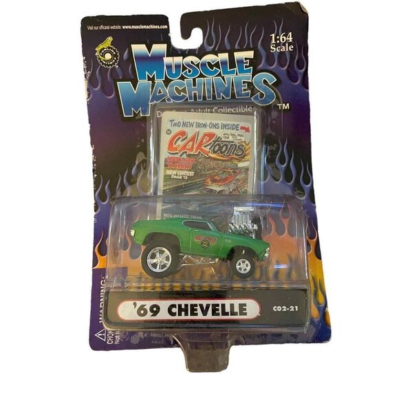 Muscle Machines 1969 Chevrolet Chevelle Green Hot Rod Diecast Car 1/64 Scale New - Picture 1 of 4